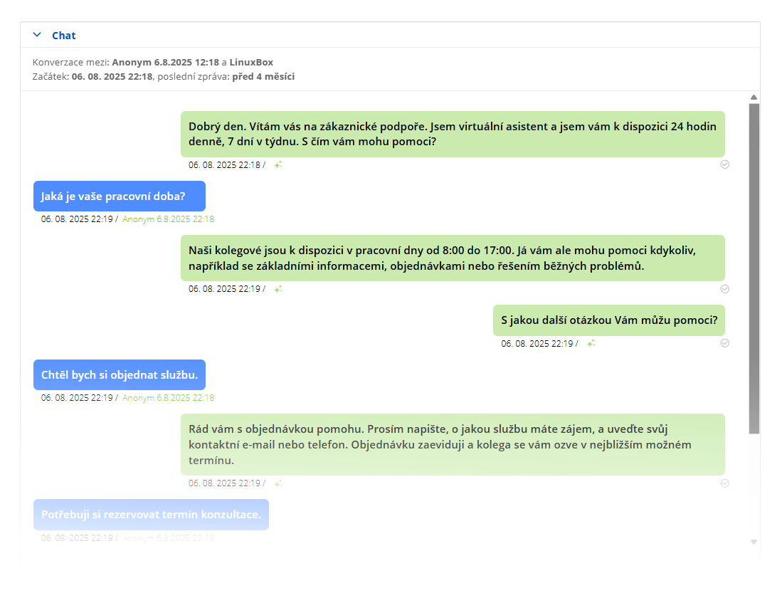 Chatbot v systému Montodo dostupný 24 7 pro okamžité odpovědi na dotazy klientů pomoc s objednávkami rezervacemi a řešením základních problémů.
